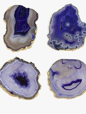 NEW Shiraleah Set of 4 Agate Coasters - Purple